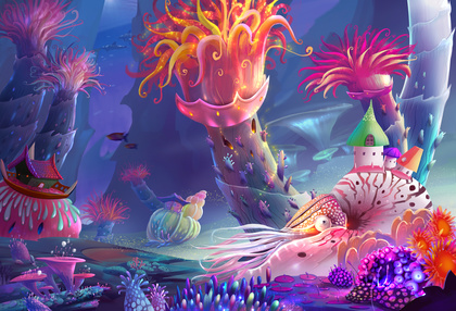 Illustration: The Running Water World - You may not noticed, the most magical thing here is that you can just breath the water! Even as the human being! - Scene Design - Fantastic Style Illustration: The Running Water World - You may not noticed, the most magical thing here is that you can just breath the water! Even as the human being! - Scene Design - Fantastic Style